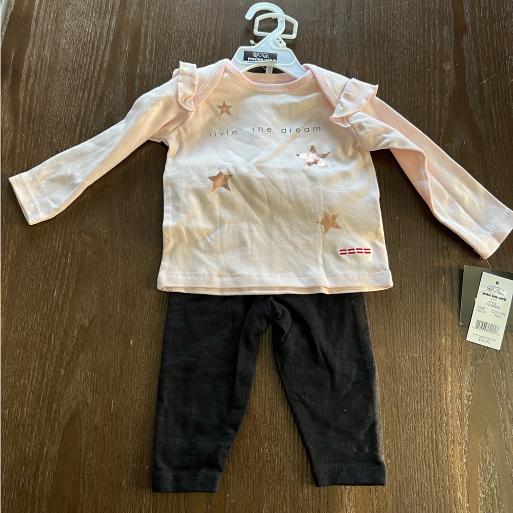New !!! Infant Girls 2 piece outfit Peace Love World